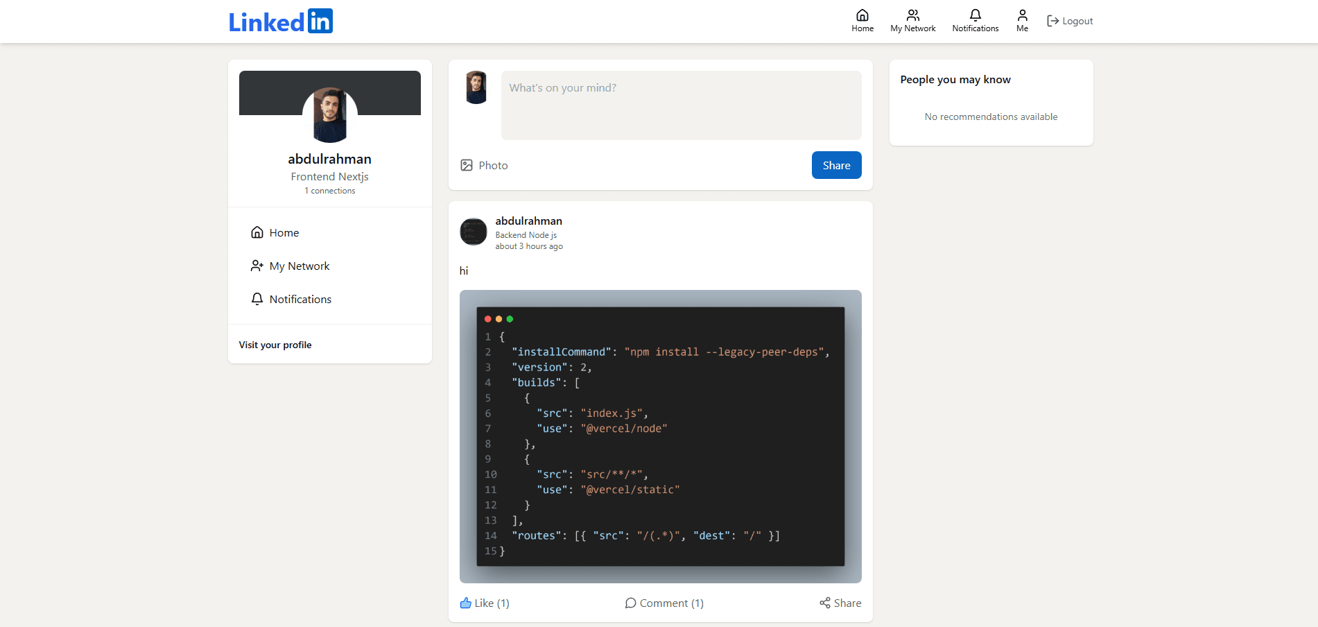 LinkedIn Clone (MERN Stack)